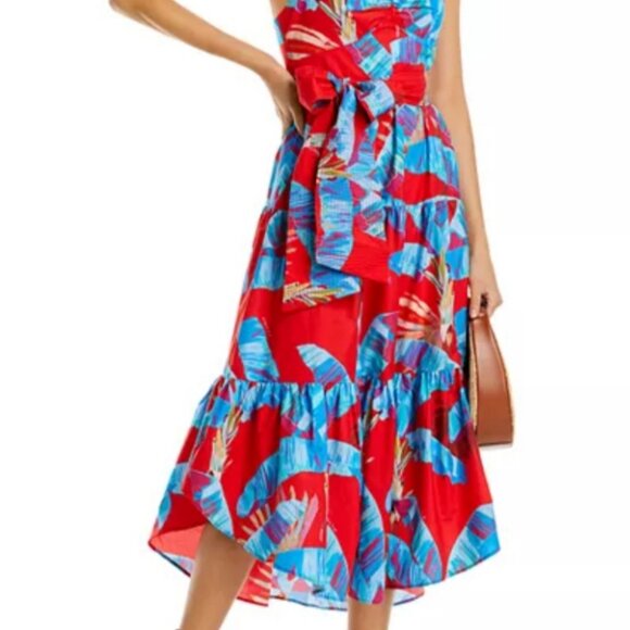 FARM RIO - Sweet Jungle Red Midi Dress - Size XL - Picture 2 of 14